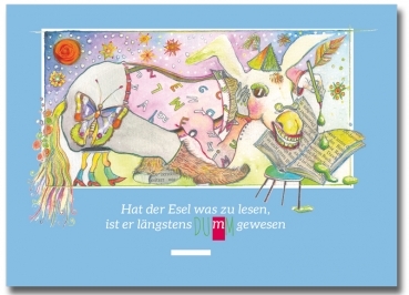 Hör-mal-Grußkarte - Leseesel - blau
